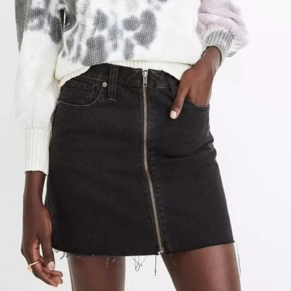Madewell Skirt Rigid Denim A-Line Mini Skirt Lunar Wash Black Size 28